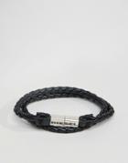 Diesel Alucy Faux Leather Wrap Bracelet - Black