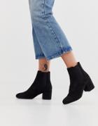 New Look Faux Suede Heeled Chelsea Boots In Black