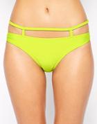 Asos Caged Strappy Bikini Bottom - Chartreuse Green