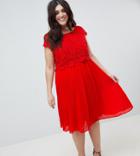 Lovedrobe Crochet Pleated Dress - Red
