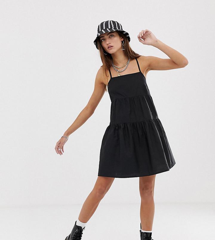 Collusion Tiered Cami Smock Mini Dress-black