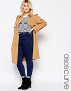 Asos Curve Trench In Midi Length - Camel