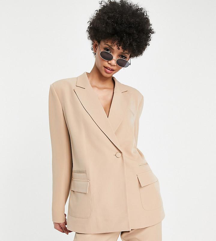 4th & Reckless Tall Oversized Blazer In Beige - Part Of A Set-neutral