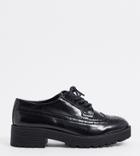 London Rebel Wide Fit Chunky Brogues In Black