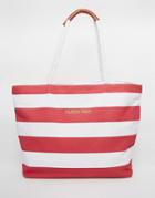 Thursday Friday Canvas Striped Beach Bag - Red