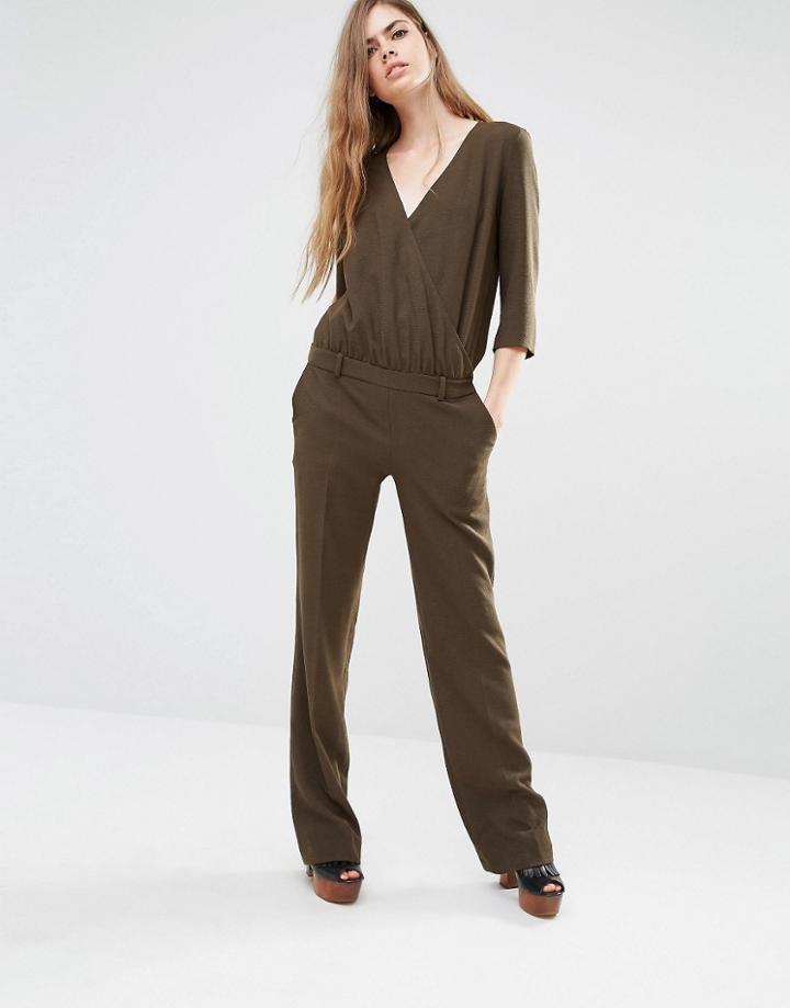 Ba & Sh Allure Wrap Front Jumpsuit - Green