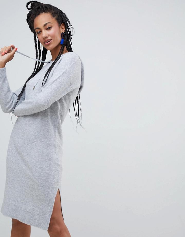 Esprit Knitted Dress With Hood In Gray - Gray