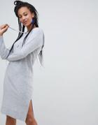 Esprit Knitted Dress With Hood In Gray - Gray