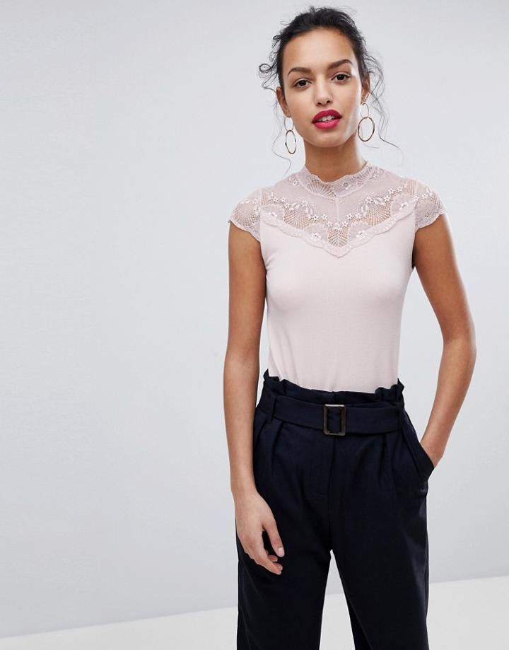 Y.a.s Ello Tank With Lace High Neck - Pink