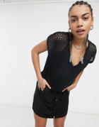 Ck Swim Beach Cover With V Neck In Black