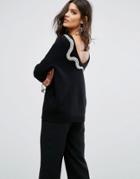 Ba & Sh Snake Embellished Low Back Sweater - Black