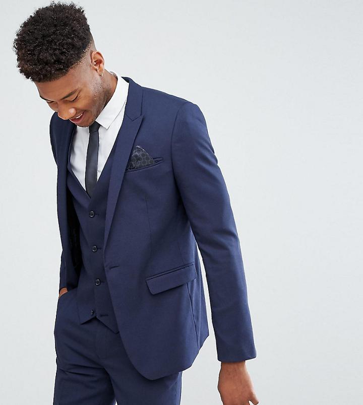 Asos Tall Skinny Suit Jacket In Navy - Navy