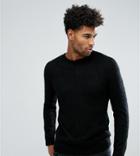 Asos Tall Mohair Wool Blend Sweater With Rib In Black - Black