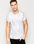 Asos T-shirt In Scratched Oil Wash In White