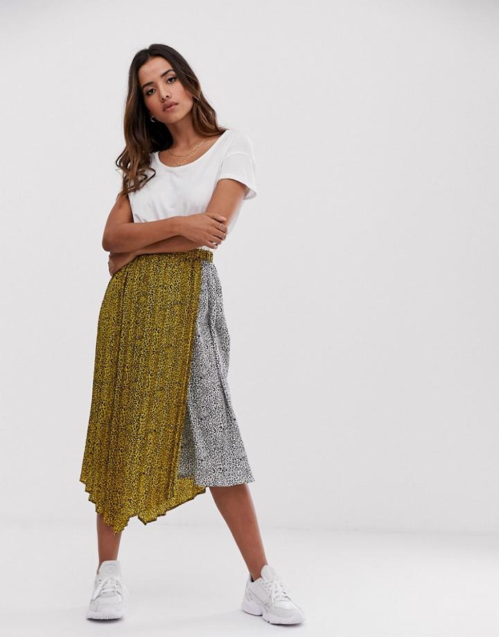 Liquorish Midi Skirt In Animal Print Mix-multi