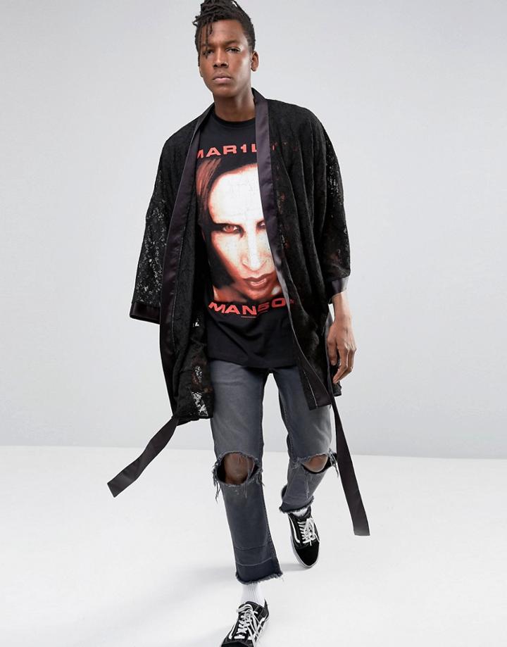 Jaded London Lace Kimono - Black