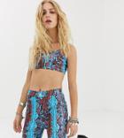 Elsie & Fred Crop Top With Zip In Snakeskin Two-piece - Blue