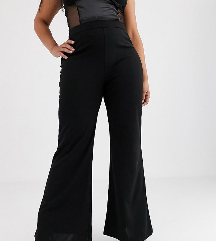 Club L London Plus High Waist Bootcut Pants In Black