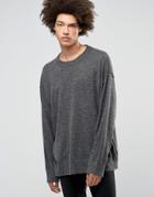 Weekday Hero Loose Sweater Knit Raw Seams - Gray