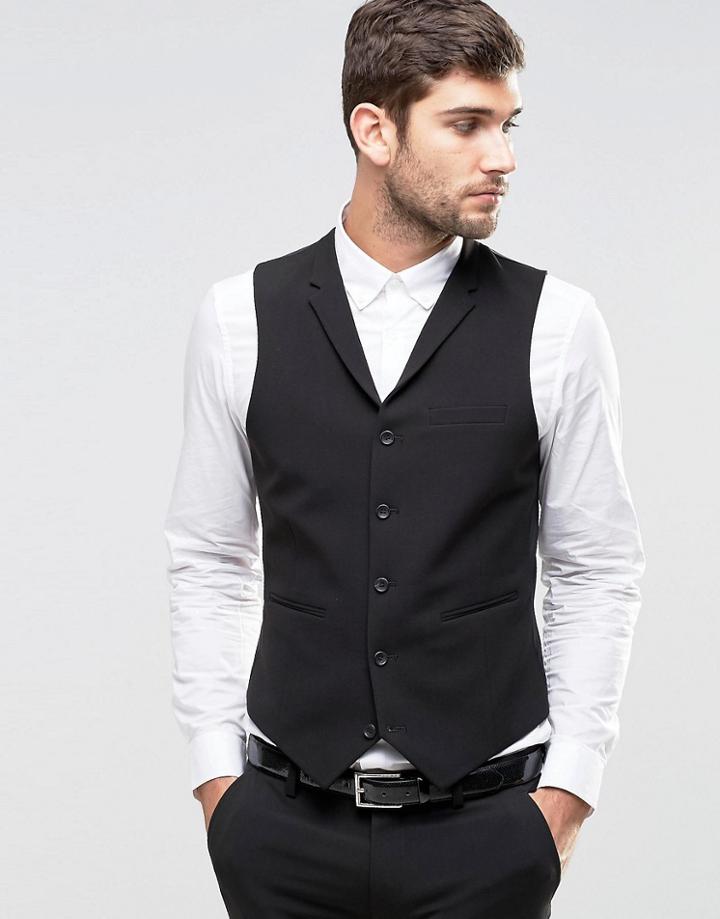 Asos Super Skinny Vest In Black - Black