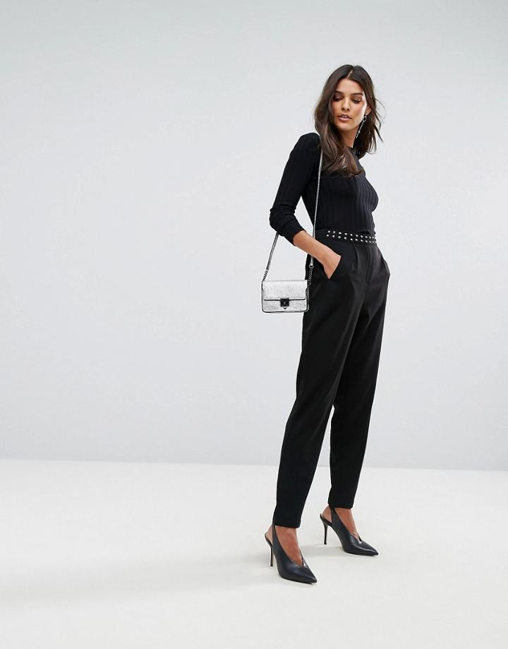 Y.a.s Studded Waistband Pant - Black