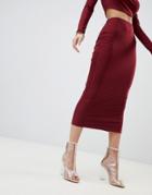 Fashionkilla Bodycon Midaxi Skirt Two-piece In Berry - Red