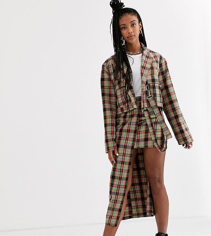 The Ragged Priest Layered Midi Skirt In Check Two-piece