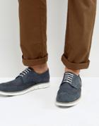 Dune Baloo Brogues In Navy Suede - Black