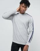New Look Sweatshirt In Gray With Tape Sleeve Detail - Gray