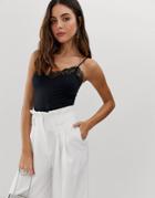 Lindex Cami With Lace Trim In Black - Black