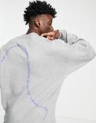Asos Design Oversized Sweatshirt With Large Text Print In Gray Heather-grey
