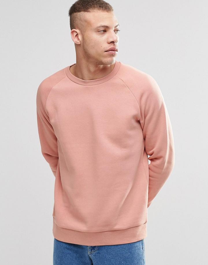 Weekday Paris Slub Sweatshirt - Pink