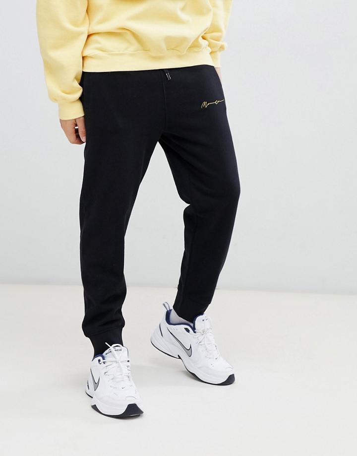 Mennace Joggers In Black With Script Logo - Black