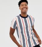 Asos Design Tall Retro Vertical Striped T-shirt - White