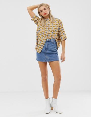 Monki Organic Cotton Denim Mini Skirt In Blue