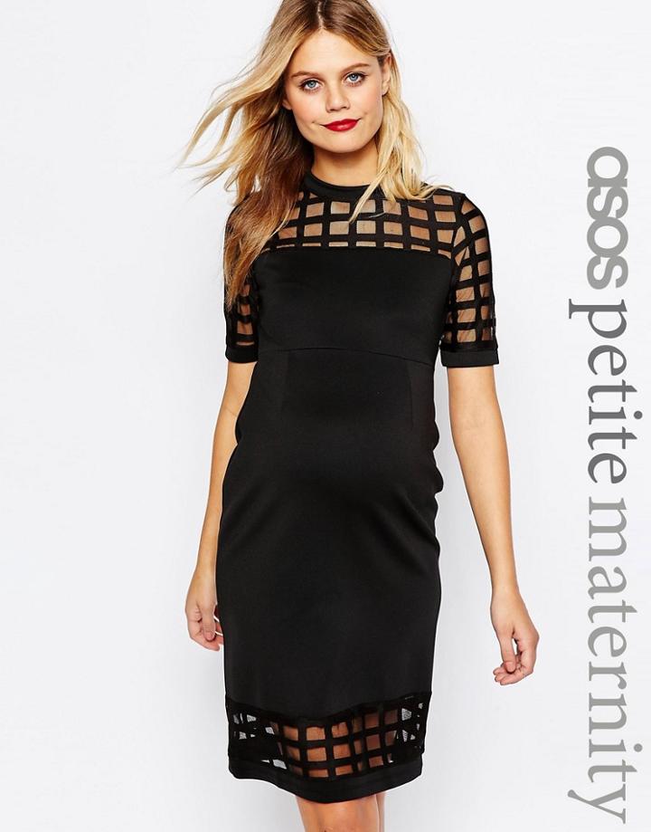 Asos Maternity Petite Cage Insert Bodycon Dress - Black