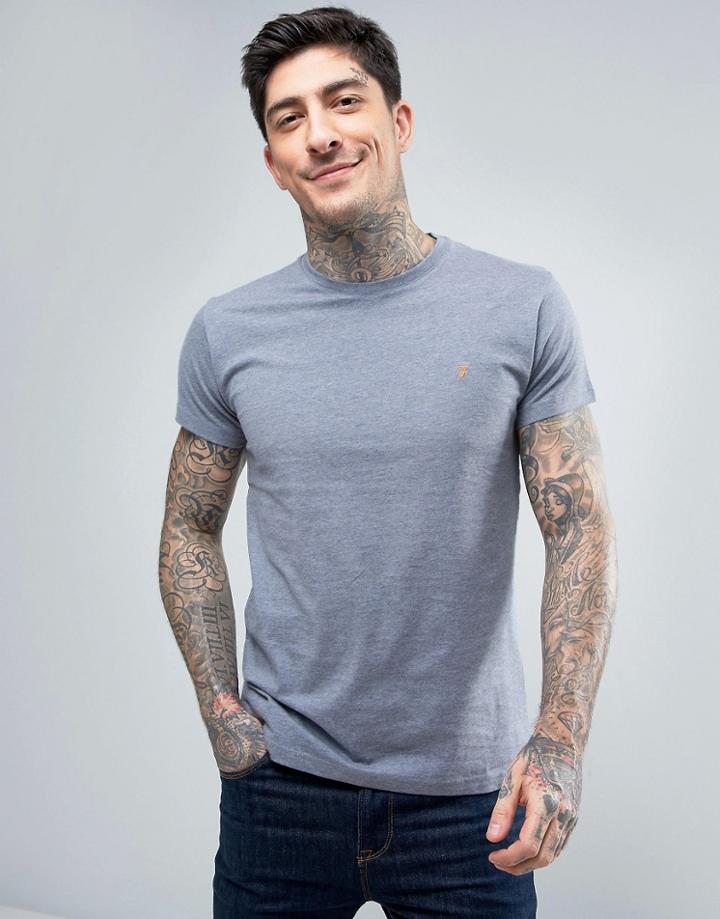 Farah Farris Marl Slim Fit T-shirt In Green - Green
