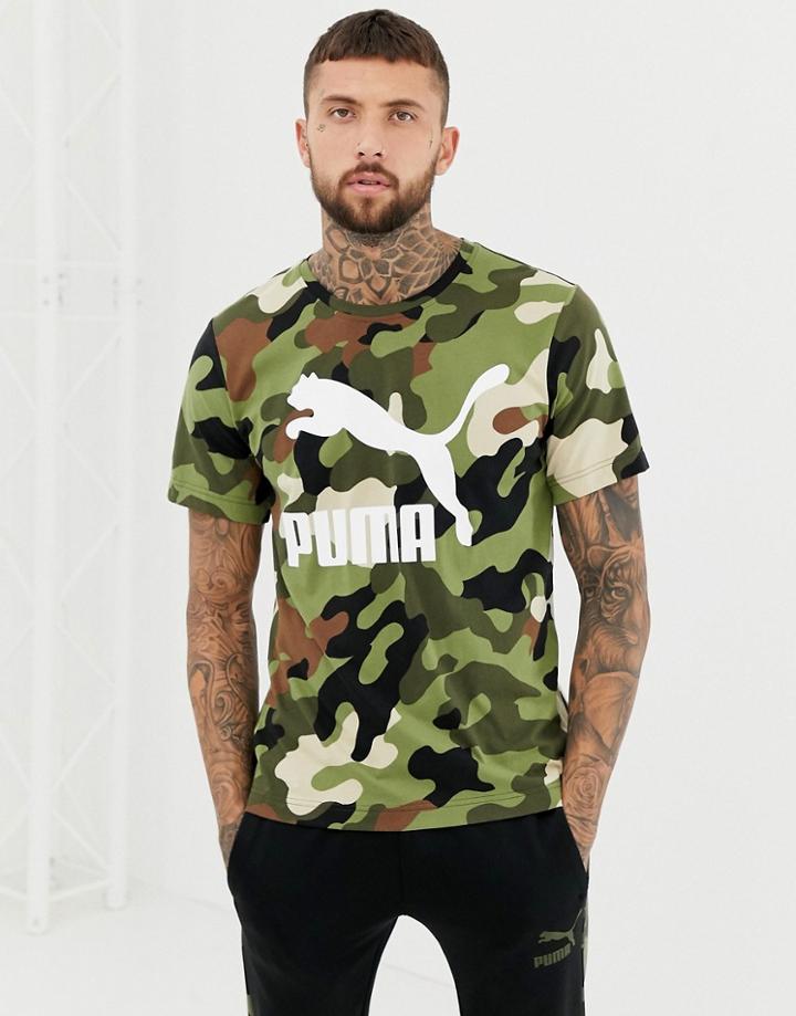 Puma Camo T-shirt In Green - Green