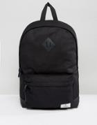 Asos Unrvlld Supply Backpack In Black Canvas With Faux Leather Base And Branded Patch