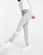 Nike Essentials Swoosh Leggings In Gray Heather-grey