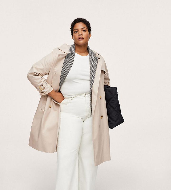 Mango Curve Trench Coat In Beige-neutral