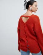New Look V Neck Sweater - Orange