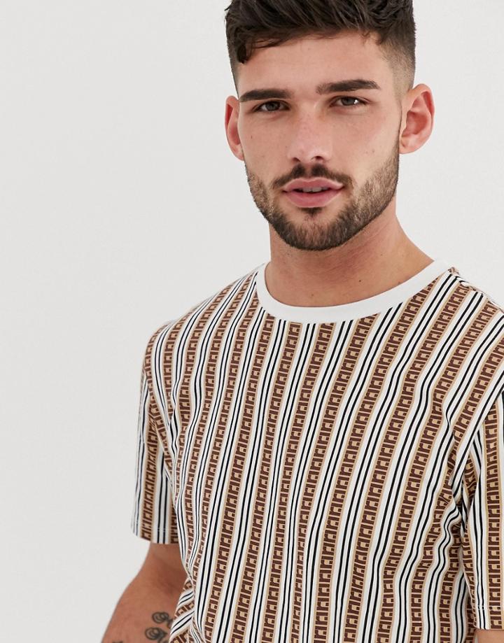River Island T-shirt With Vertical Stripes-tan