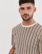 River Island T-shirt With Vertical Stripes-tan