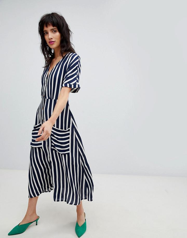 Stradivarius Wide Stripe Dress - Multi
