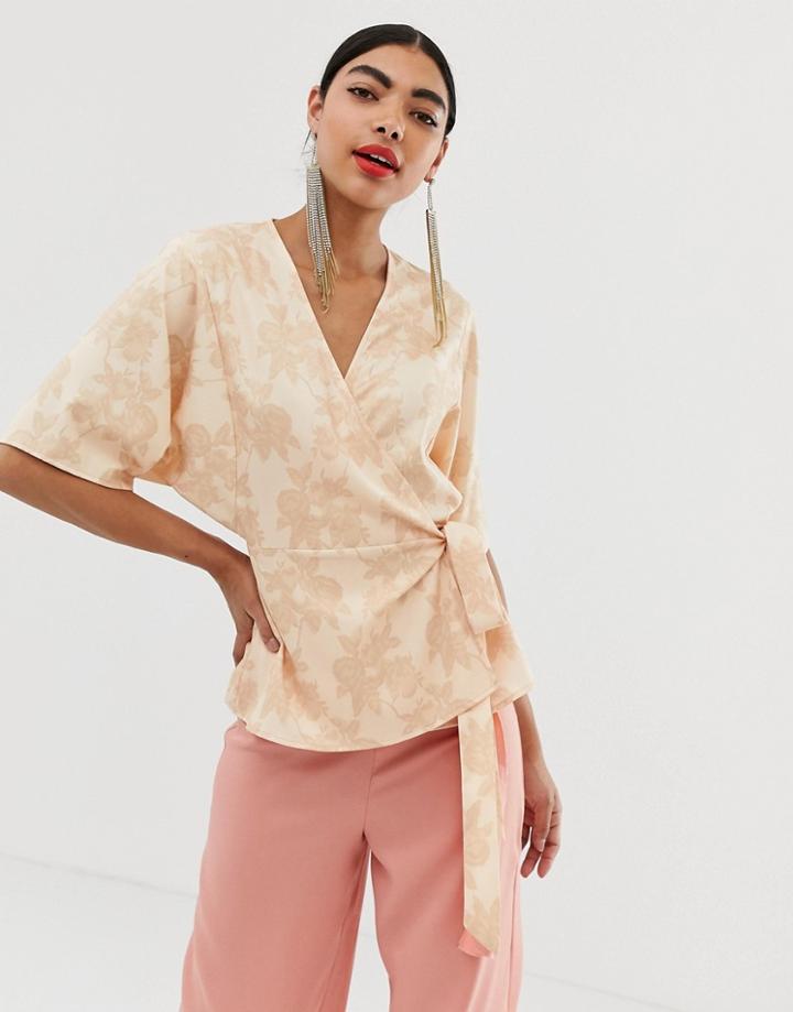 Unique 21 Jacquard Wrap Top - Pink