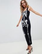 Asos Design Halloween Skeleton Square Maxi Dress - Black
