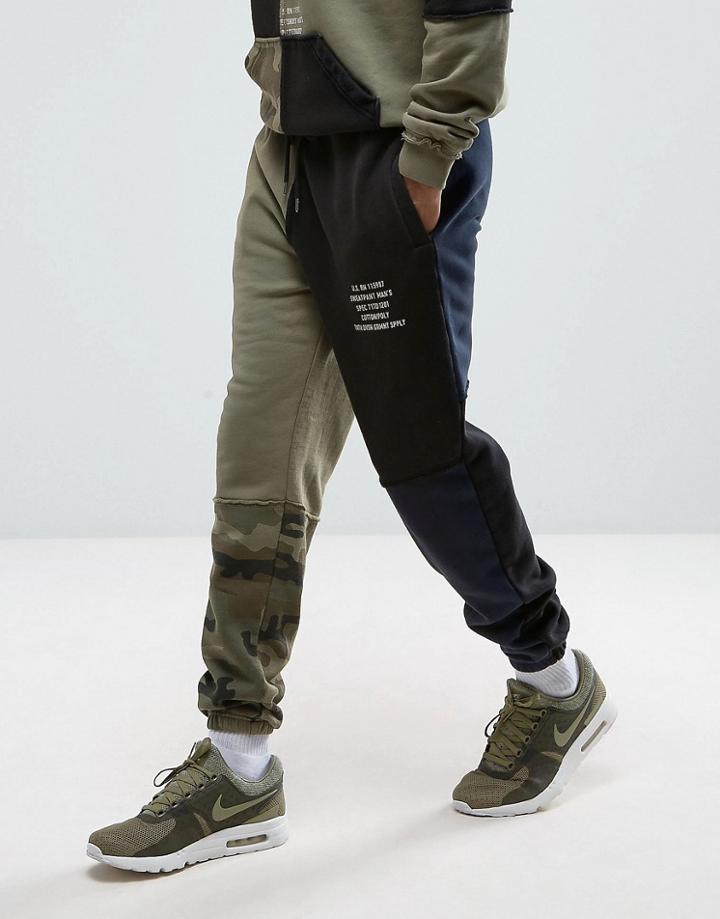 10.deep Joggers With Camo Splicing - Black