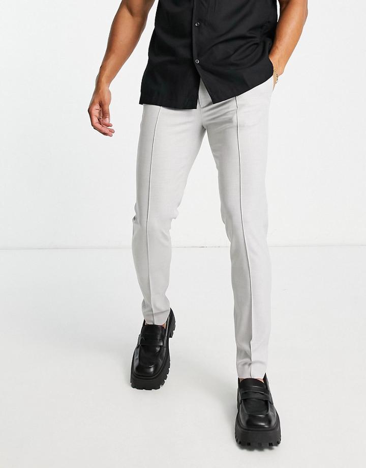 Asos Design Skinny Jersey Smart Joggers In Gray With Red Dipped Drawstrings