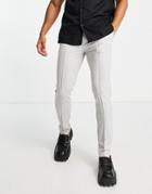 Asos Design Skinny Jersey Smart Joggers In Gray With Red Dipped Drawstrings